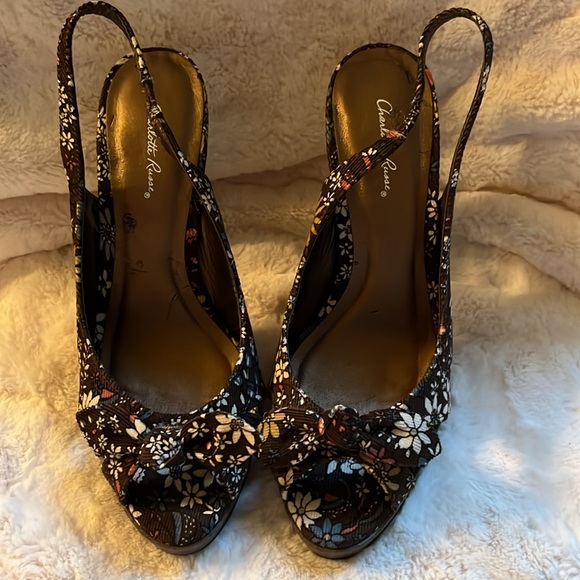 CHARLOTTE RUSSE brown cordoroy floral heels Size 9! NEW IN BOX! - Picture 8 of 9